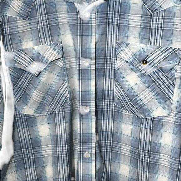 Mens Pendleton Long Sleeve Plaid Shirt Large Blue western Button Down - Picture 2 of 5